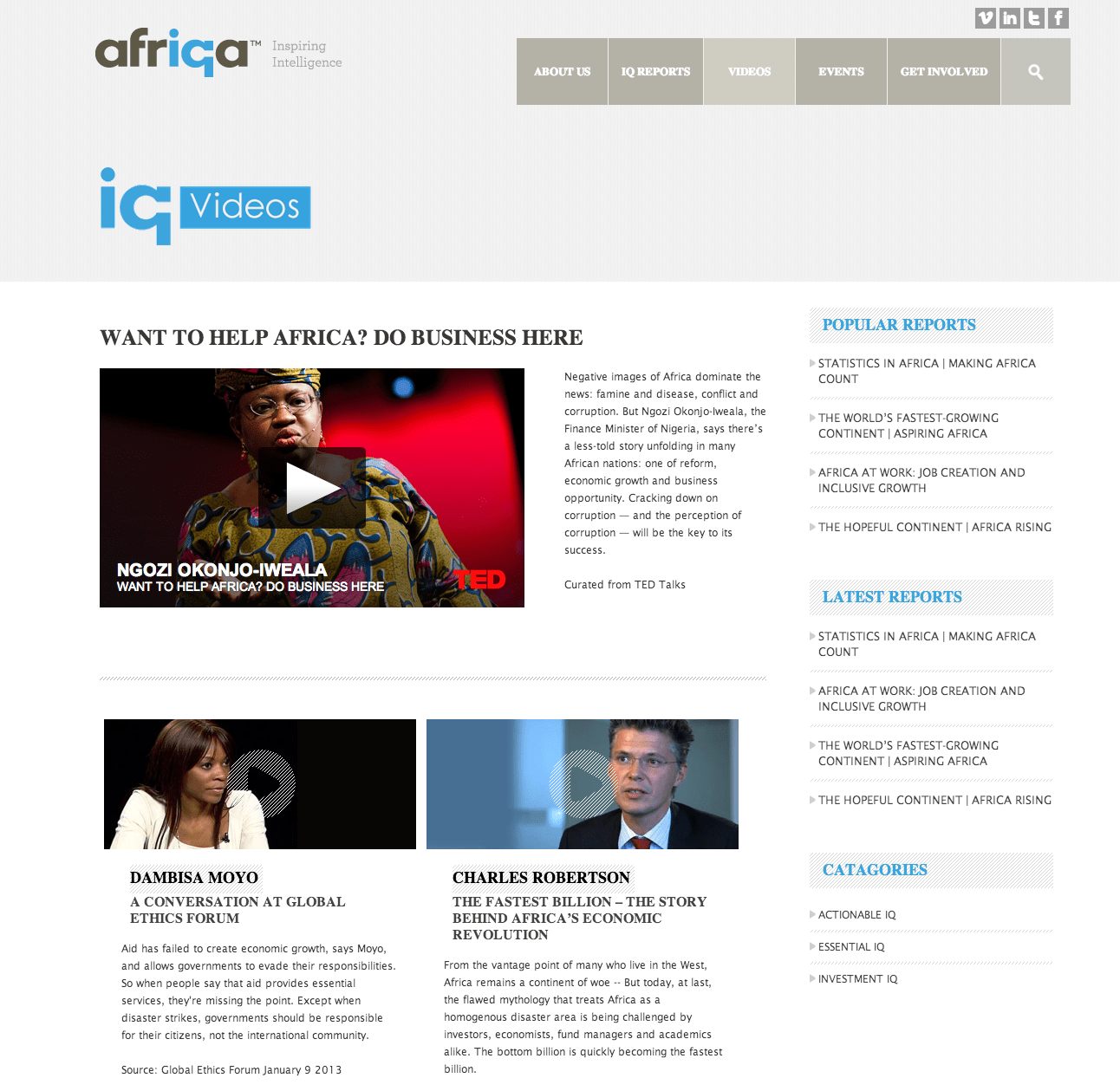 AfricaIQ Videos Page (After)
