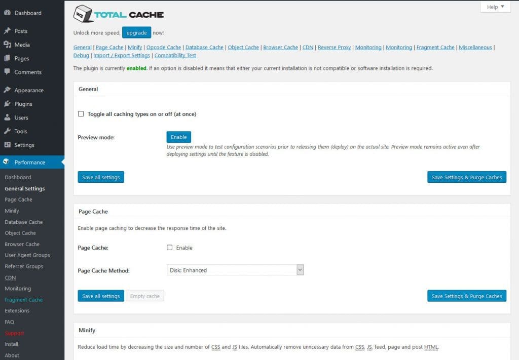 WordPress Optimization Plugins: W3 Total Cache